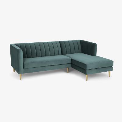 Made.com Amicie Right Hand Facing Chaise End Corner Sofa, Marine Green Velvet