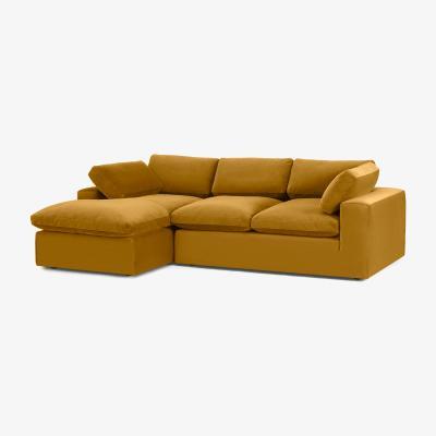 Made.com Samona Left Hand Facing Chaise End Sofa, Vintage Ochre Recycled Velvet