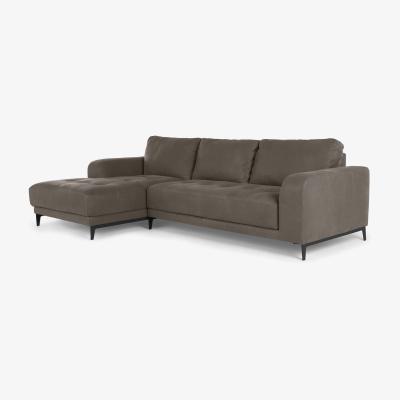 Made.com Luciano Left Hand Facing Corner Sofa, Texas Grey Leather