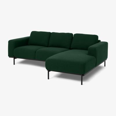 Made.com Jarrod Right Hand Facing Chaise End Corner Sofa, Forest Green Weave
