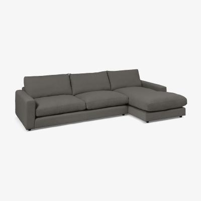 Made.com Arni Large Right Hand Facing Chaise End Sofa, Charcoal Grey Boucle