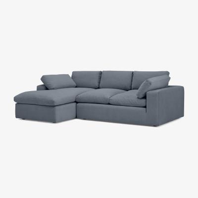 Made.com Samona Left Hand Facing Chaise End Sofa, Jeans Blue Cotton & Linen Blend