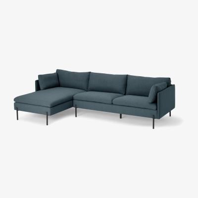 Made.com Zarina Left Hand Facing Chaise End Corner Sofa, Mina Earl Blue