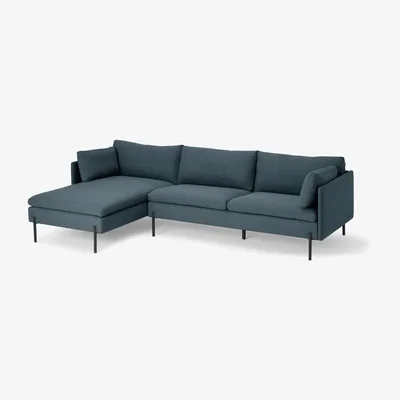 Made.com Zarina Left Hand Facing Chaise End Corner Sofa, Mina Earl Blue