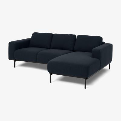 Made.com Jarrod Right Hand Facing Chaise End Corner Sofa, Midnight Blue Weave