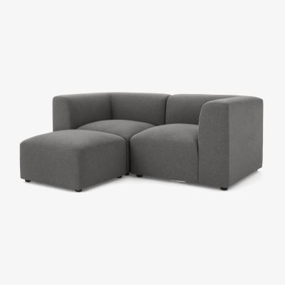 Made.com Juno 2 Seater Modular Sofa with Footstool, Marl Grey 