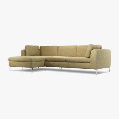 Made.com Monterosso Left Hand Facing Chaise End Sofa, Textured Yellow Mustard with Chrome Leg
