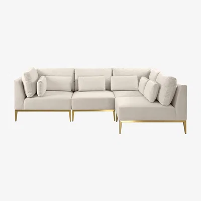 My Furniture Cassie Right Hand Corner Sofa – Chalk – Brushed Brass Base