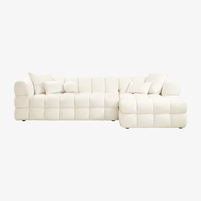 My Furniture Berlin Right Hand Corner Sofa - Ivory Chenille 