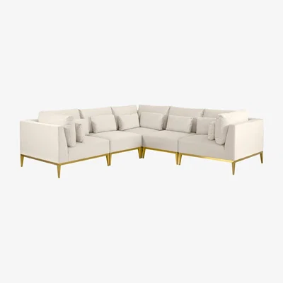 My Furniture Cassie Large Corner Sofa – Chalk – Brushed Brass Base