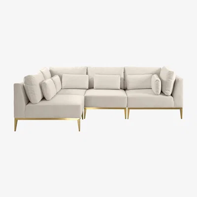 My Furniture Cassie Left Hand Corner Sofa – Chalk – Brushed Brass Base