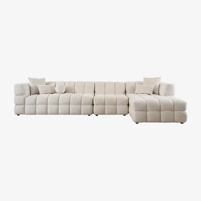 My Furniture Berlin Extra Large Right-Hand Corner Sofa Light Taupe Chenille 