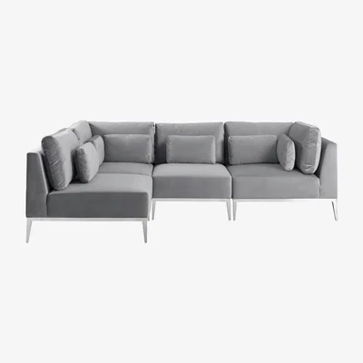 My Furniture Cassie Left Hand Corner Sofa – Dove Grey – Stainless Steel Base