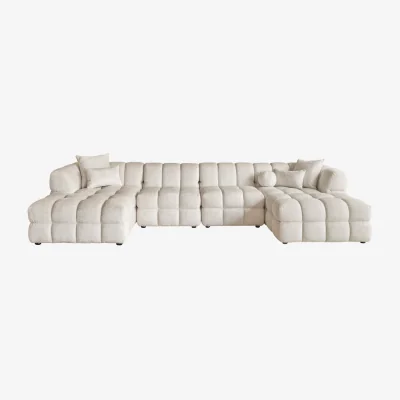 My Furniture Berlin U-Shaped Corner Sofa – Light Taupe Chenille