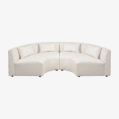 My Furniture Essen 2 x Curved Corner Sofa Ivory Chenille