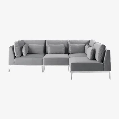 My Furniture Cassie Right Hand Corner Sofa – Dove Grey – Stainless Steel Base