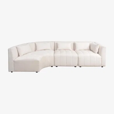 My Furniture Essen Left Hand Curved Corner Sofa – Cream Chenille
