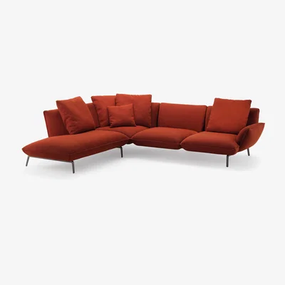 Made in Design Dove Corner sofa - / With left-corner chaise longue - 292 x 253 cm by Zanotta Red/Orange