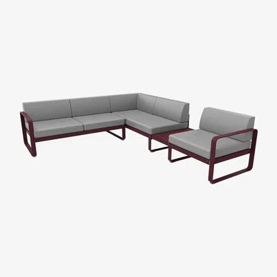 Made in Design Bellevie Corner sofa - / No. 3 B - 275 x 231 cm - Flannel grey fabric by Fermob Grey