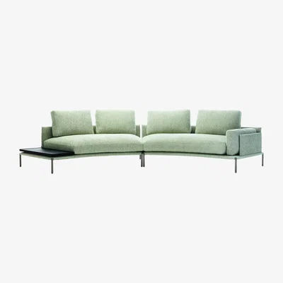 Made in Design Corner sofa Noah textile / Modular - 375 x 155 cm / Left-hand wooden armrest - Zanotta
