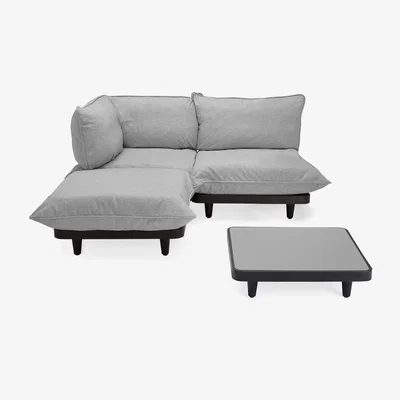 Made in Design Paletti set Corner sofa - / Set: coffee table 90 x 90 cm + sofa L 180 cm (left-hand arm rest) by Fatboy Grey