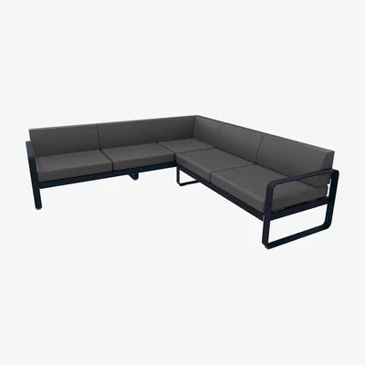 Made in Design Bellevie Corner sofa - / No. 2 B - 235 x 229 cm - Graphite grey fabric by Fermob Grey