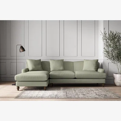Nkuku Nkuku Deni Left Hand Chaise Sofa | Make To Order | Large | Recycled Cotton Seaspray
