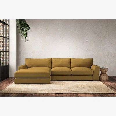 Nkuku Nkuku Guddu Left Hand Chaise Sofa | Make To Order | Medium | Recycled Cotton Ochre
