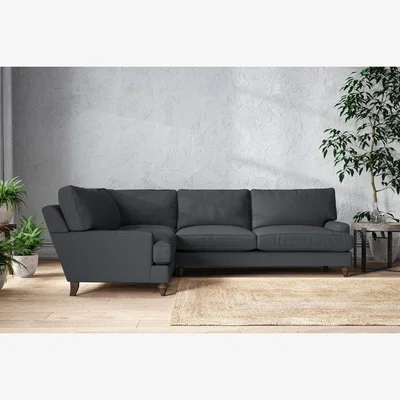 Nkuku Nkuku Marri Left Hand Corner Sofa | Make To Order | Grand | Recycled Cotton Thunder