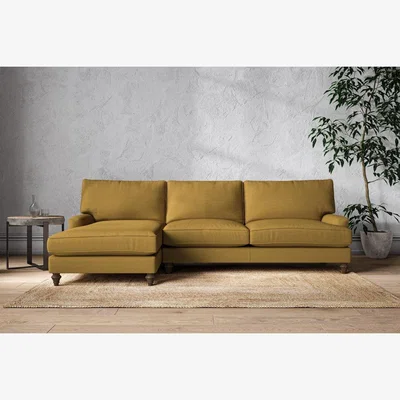 Nkuku Nkuku Marri Left Hand Chaise Sofa | Make To Order | Grand | Recycled Cotton Ochre