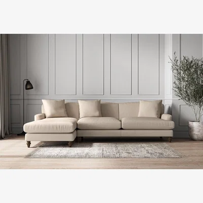 Nkuku Nkuku Deni Left Hand Chaise Sofa | Make To Order | Grand | Recycled Cotton Natural