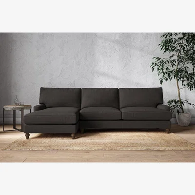 Nkuku Nkuku Marri Left Hand Chaise Sofa | Make To Order | Grand | Brera Linen Espresso