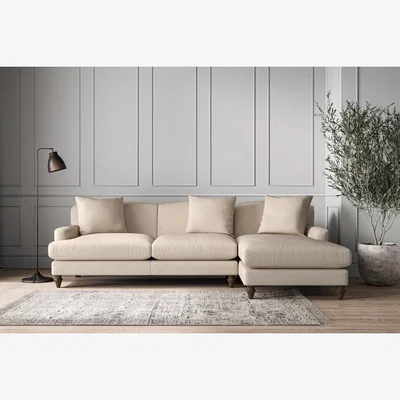 Nkuku Nkuku Deni Right Hand Chaise Sofa | Make To Order | Large | Recycled Cotton Natural