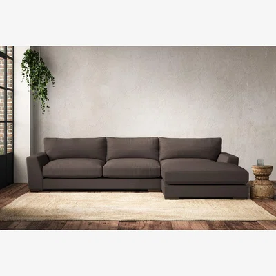 Nkuku Nkuku Guddu Right Hand Chaise Sofa | Make To Order | Large | Recycled Cotton Mocha