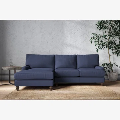 Nkuku Nkuku Marri Left Hand Chaise Sofa | Make To Order | Large | Recycled Cotton Navy