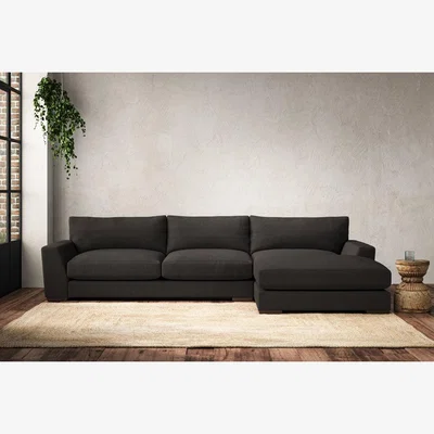 Nkuku Nkuku Guddu Right Hand Chaise Sofa | Make To Order | Large | Brera Linen Espresso