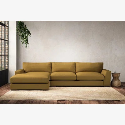 Nkuku Nkuku Guddu Left Hand Chaise Sofa | Make To Order | Large | Recycled Cotton Ochre