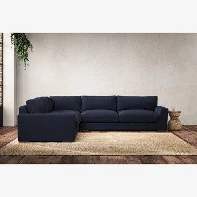Nkuku Nkuku Guddu Left Hand Corner Sofa | Make To Order | Large | Brera Linen Indigo