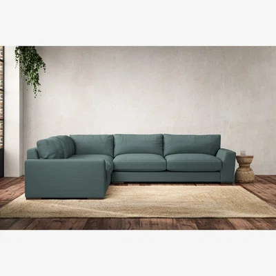 Nkuku Nkuku Guddu Left Hand Corner Sofa | Make To Order | Large | Recycled Cotton Airforce