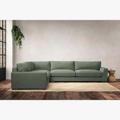 Nkuku Nkuku Guddu Left Hand Corner Sofa | Make To Order | Grand | Brera Linen Jade
