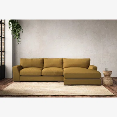 Nkuku Nkuku Guddu Right Hand Chaise Sofa | Make To Order | Medium | Recycled Cotton Ochre