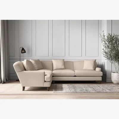 Nkuku Nkuku Deni Left Hand Corner Sofa | Make To Order | Super Grand | Recycled Cotton Natural