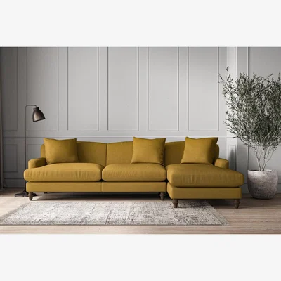 Nkuku Nkuku Deni Right Hand Chaise Sofa | Make To Order | Grand | Recycled Cotton Ochre