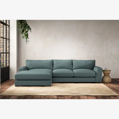 Nkuku Nkuku Guddu Left Hand Chaise Sofa | Make To Order | Medium | Recycled Cotton Airforce