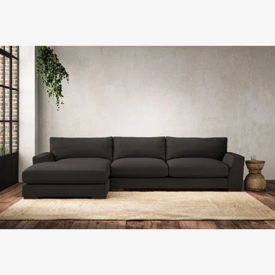 Nkuku Nkuku Guddu Left Hand Chaise Sofa | Make To Order | Large | Brera Linen Espresso