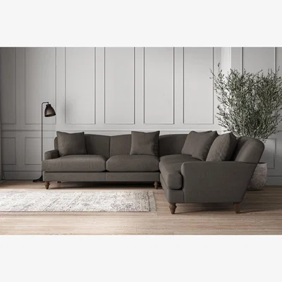Nkuku Nkuku Deni Corner Sofa | Make To Order | Large | Brera Linen Granite