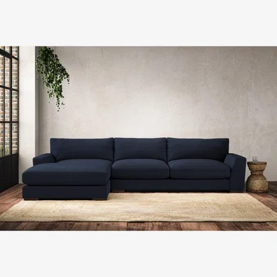 Nkuku Nkuku Guddu Left Hand Chaise Sofa | Make To Order | Large | Brera Linen Indigo