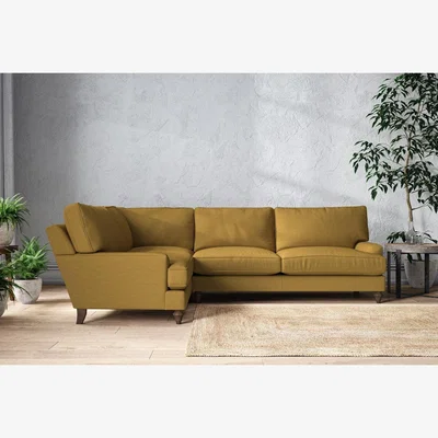 Nkuku Nkuku Marri Left Hand Corner Sofa | Make To Order | Grand | Recycled Cotton Ochre