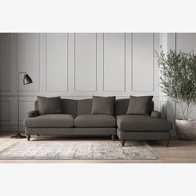 Nkuku Nkuku Deni Right Hand Chaise Sofa | Make To Order | Large | Brera Linen Granite
