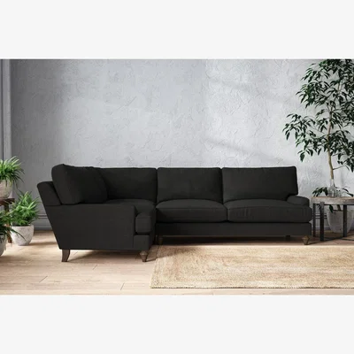 Nkuku Nkuku Marri Left Hand Corner Sofa | Make To Order | Grand | Brera Linen Charcoal